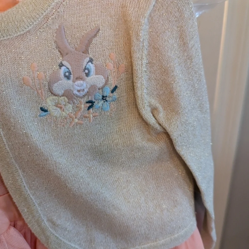 DISNEY SET Thumper Bunny Dress And Cardigan NWT